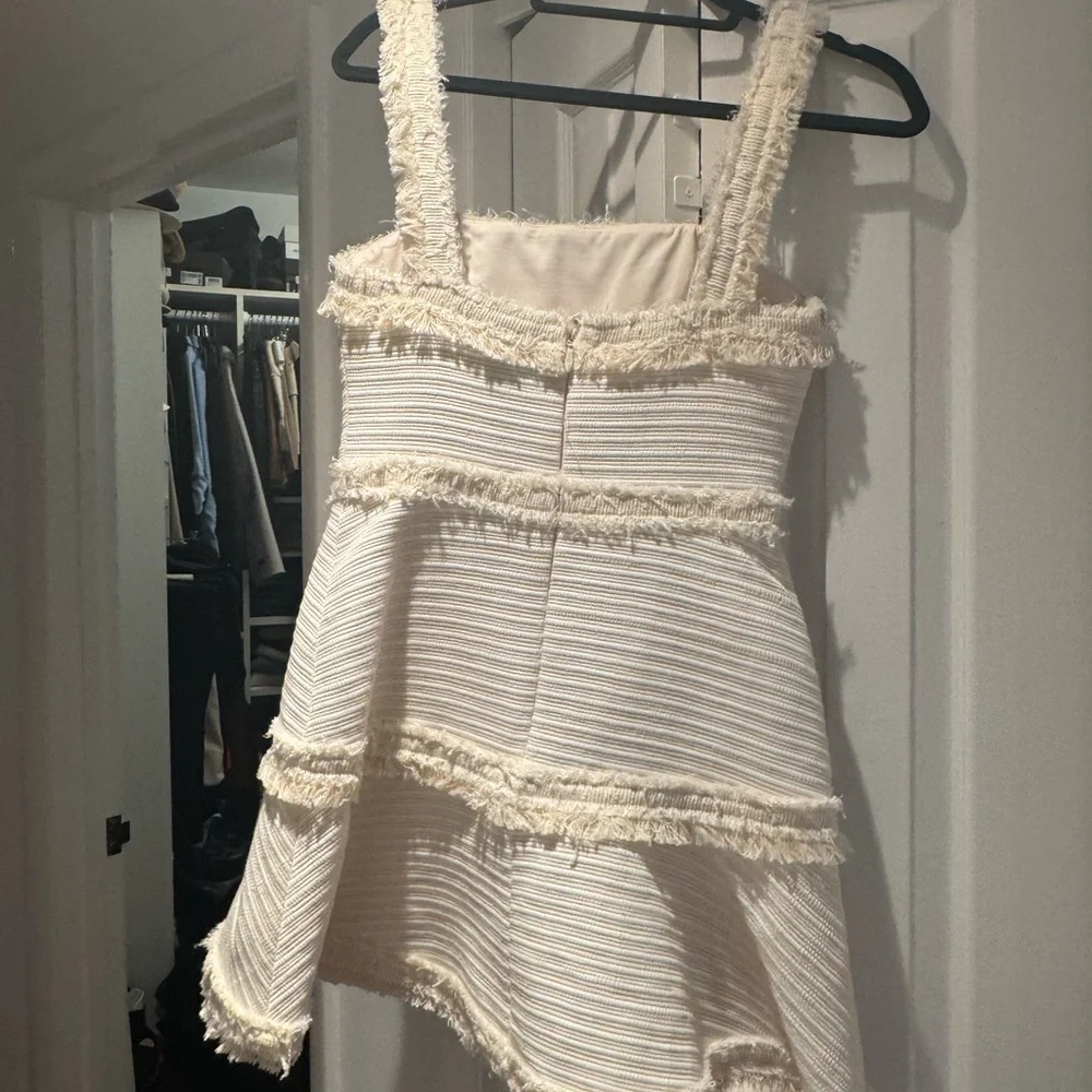 Alexis Cream Ribbed Ruffled Mini Sundress - Picture 2 of 4
